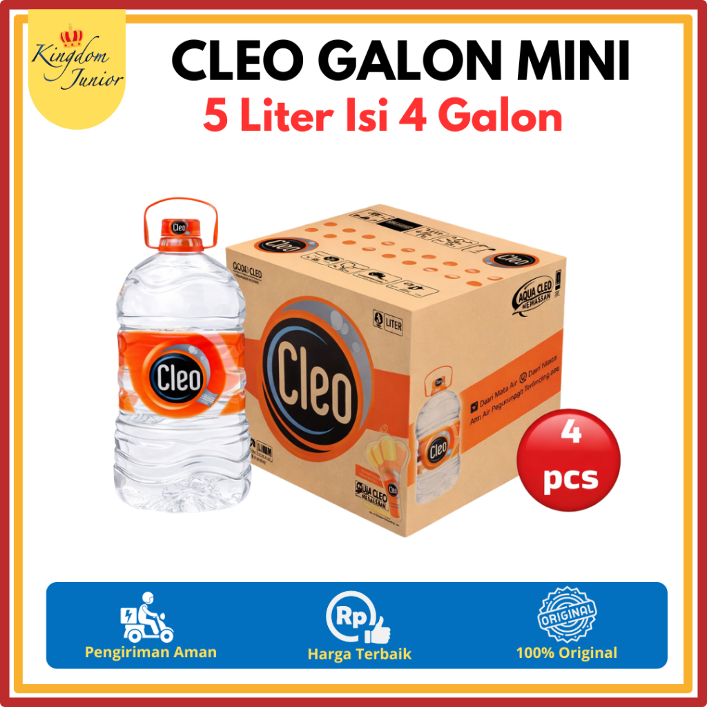 Cleo Galon Kecil 5 Liter 1 Dus Isi 4 Galon Air Mineral