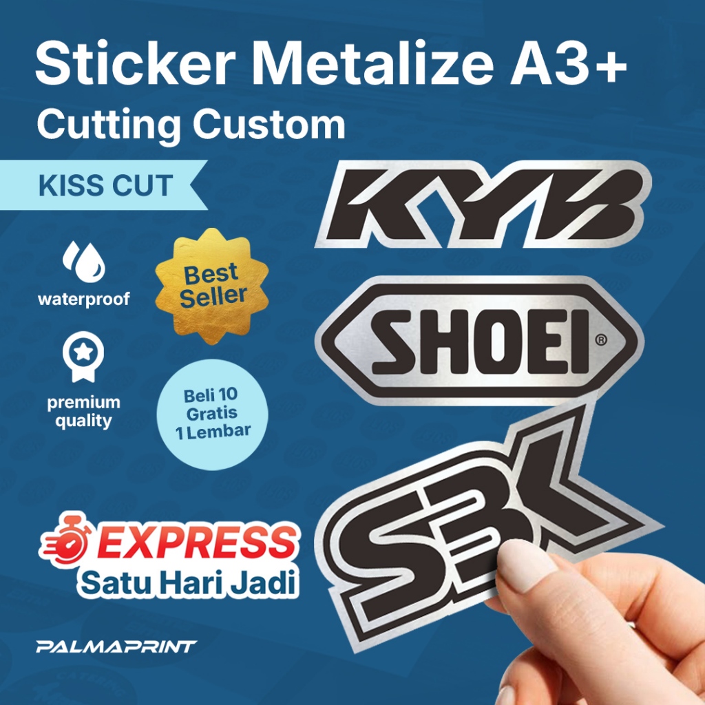 Cetak sticker metalize / Sticker premium / Print & cut label custom / Sticker kiss cut