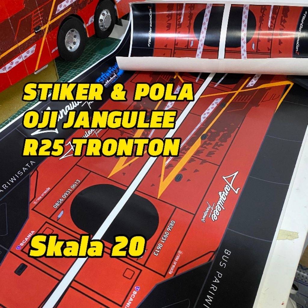 Stiker & Pola Miniatur Bus "OJI" Jangulee R25 TrontonSkala 20: Miniatur bus ini memiliki skala 20, c