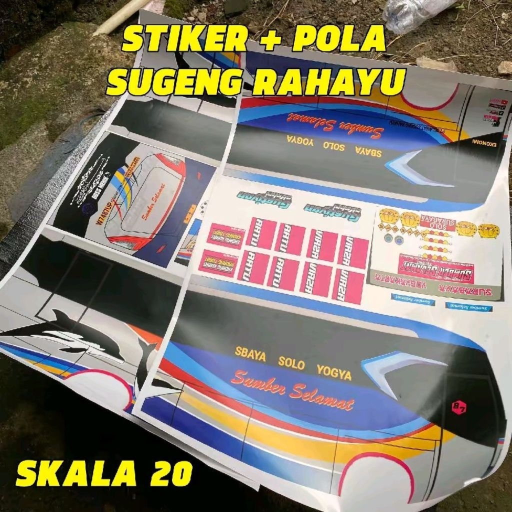 STIKER & POLA MINIATUR SKALA 20 BUS SUGENG RAHAYU "PELURU MALAM" STIKER BAHAN VINYL ( Miniatur)