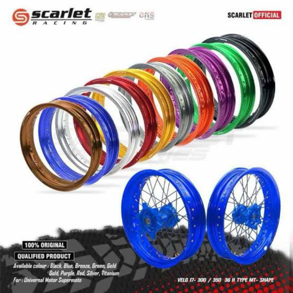 SCARLET RACING VELG SCARLET 300 350 RING 17/DAUN VELG SUPERMOTO 300 RING 17 350 RING 17/DAUN VELG SC