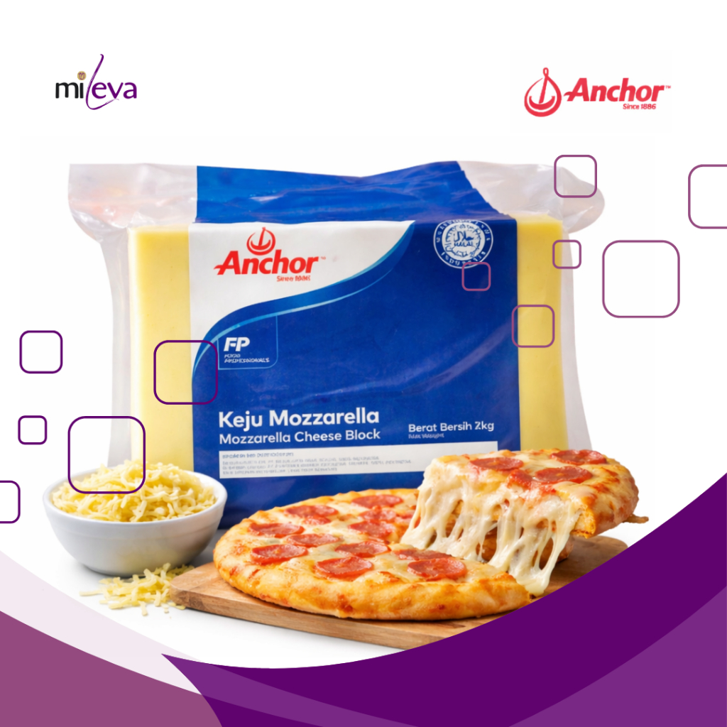 Anchor Mozzarella Block / Keju Mozzarella 2 Kg Premium Cheese