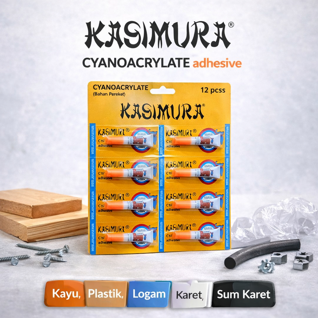 Lem Power Glue Kasimura Cyanoacrylate Adhesive Lem Super Kuat Cepat Kering Multifungsi Kayu Plastik 