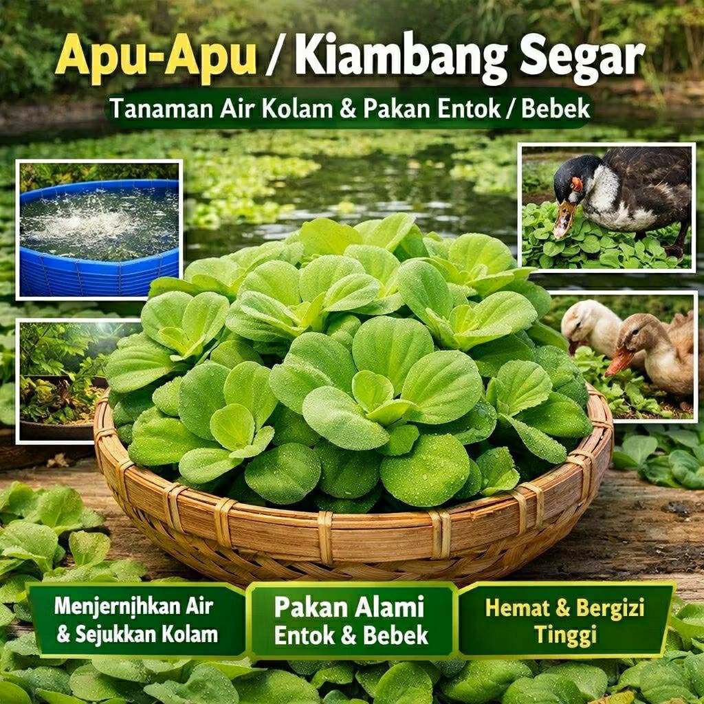 Apu Apu Kiambang Segar Tanaman Air Kolam Bioflok Pakan Entok Bebek