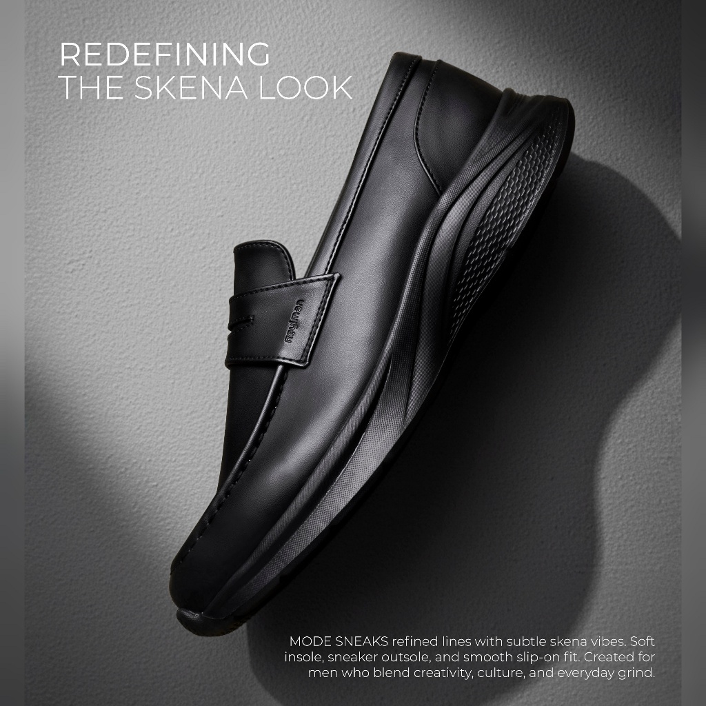 REYL MAN ORI x uawindonesia | REYL MAN MODE SNEAKS BLACK - Sepatu Ringan Pria Sneakers Loafers Hitam