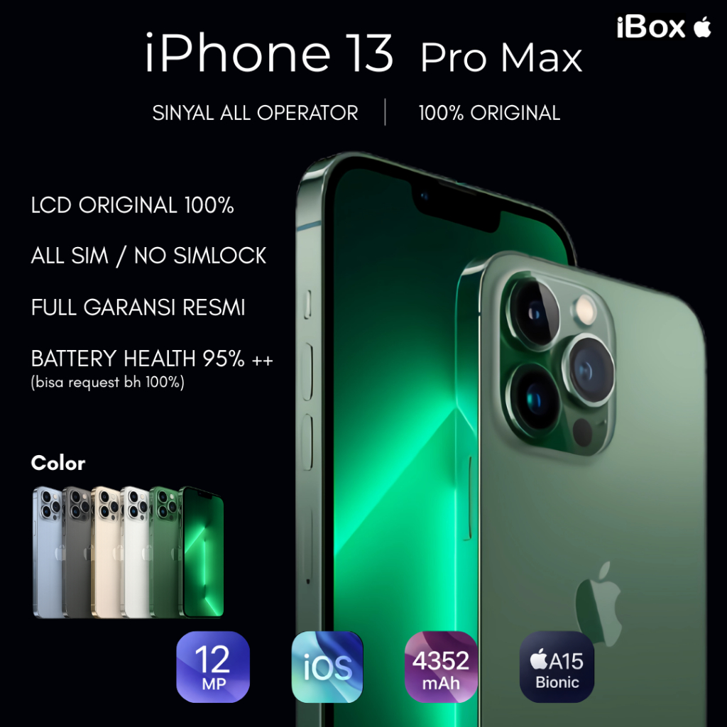 iPhone 13 Pro Max iBox Second Like New Original 128GB / 256GB | Garansi Resmi 12 Bulan | IMEI Resmi 