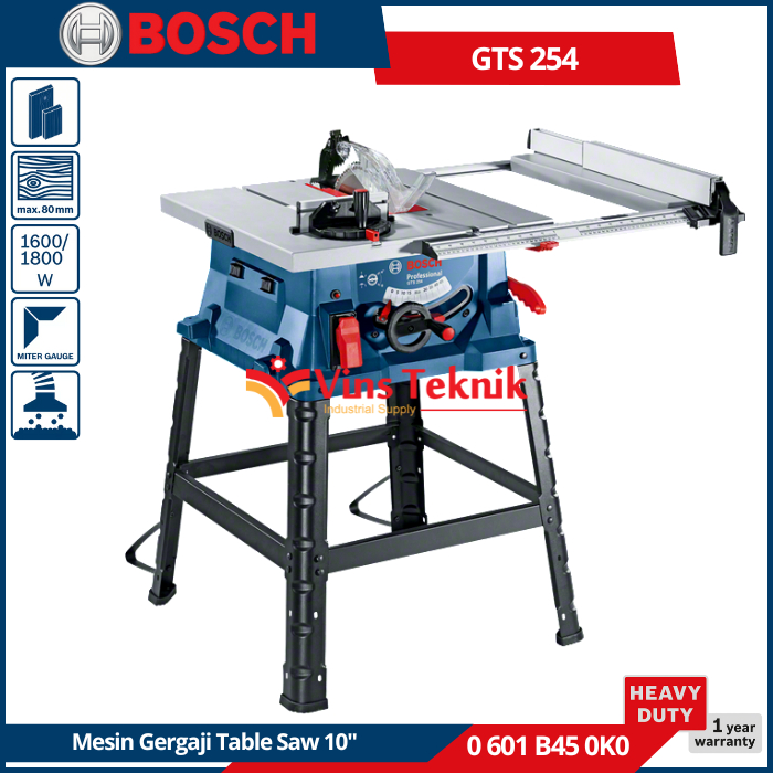BOSCH GTS 254 Mesin Gergaji Meja Potong Table Saw TableSaw 10" 254MM 1800Watt GTS254