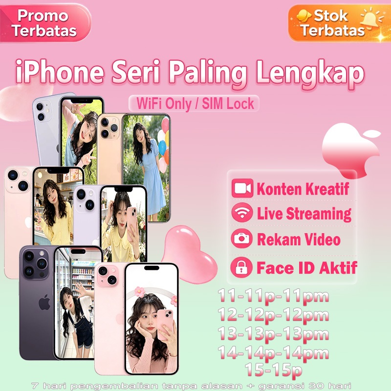 iPhone Full Series 11 12 13 14 15 Pro Max ORIGINAL Inter 128GB 256GB 512GB Mulus Like New Apple Beka