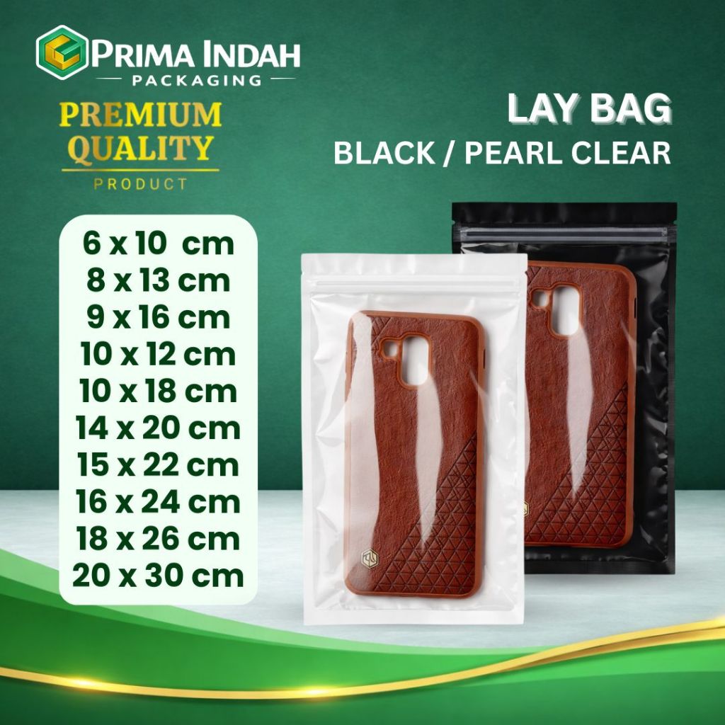 Lay Bag Plastik Klip Ziplock Black & Pearl Clear- Kemasan Aksesoris Serbaguna Anti Bocor - PIP