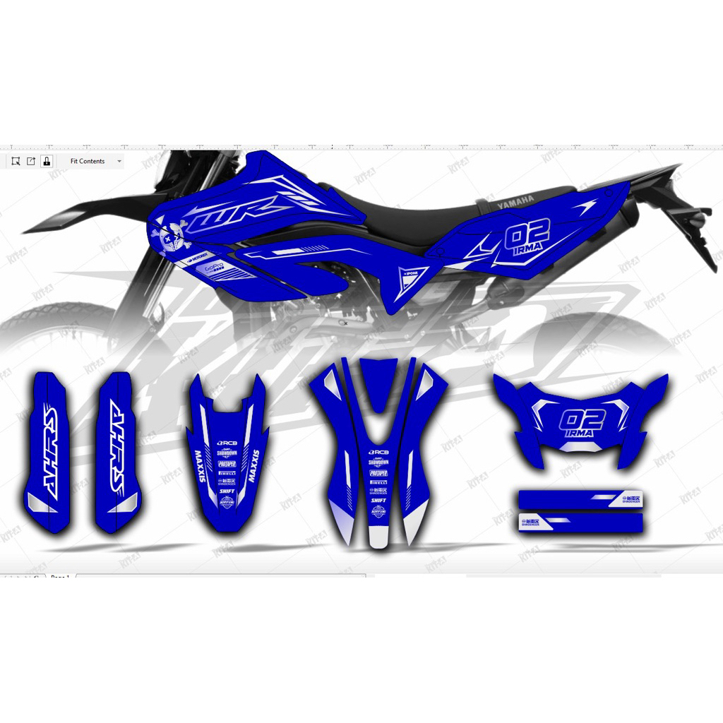 Decal Stiker Yamaha WR 155 Dekal Stiker Variasi Striping Custom Fullbody BIRU KUNING HITAM D-C8-001