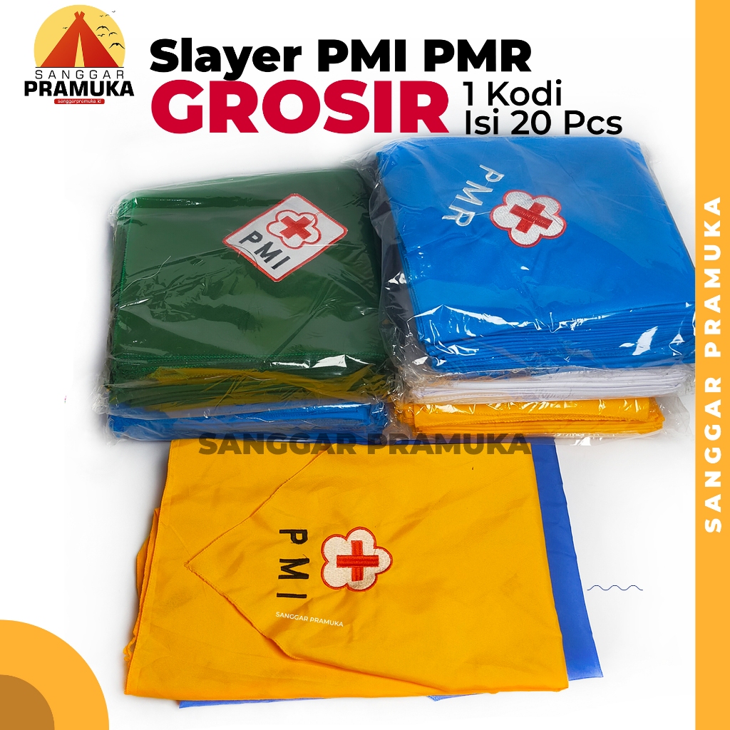 [1 Kodi] Syal Slayer PMI PMR Bordir Sablon / Syal PMI PMR Hijau Biru Putih Kuning Muda Kuning Tua
