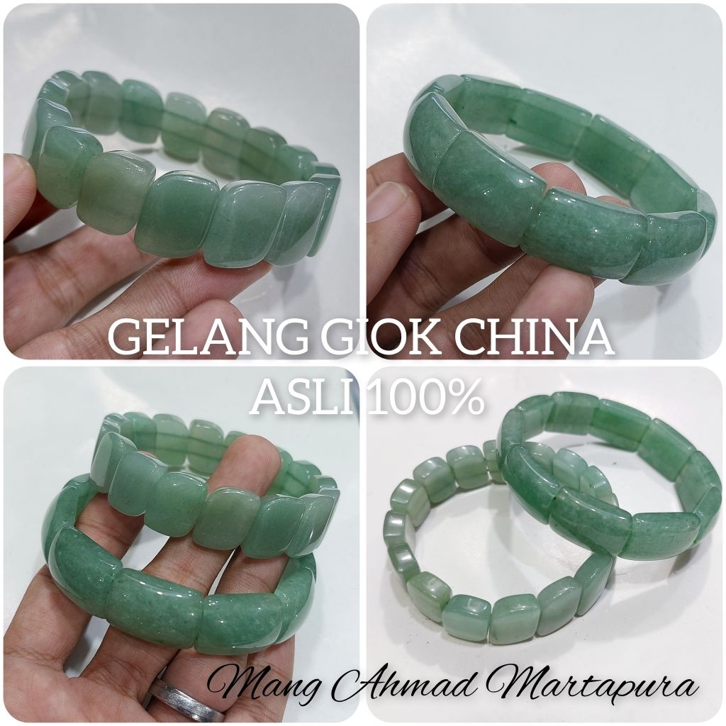 GELANG GIOK CHINA ASLI 100% - GELANG BATU GIOK CHINA WARNA HIJAU ORIGINAL