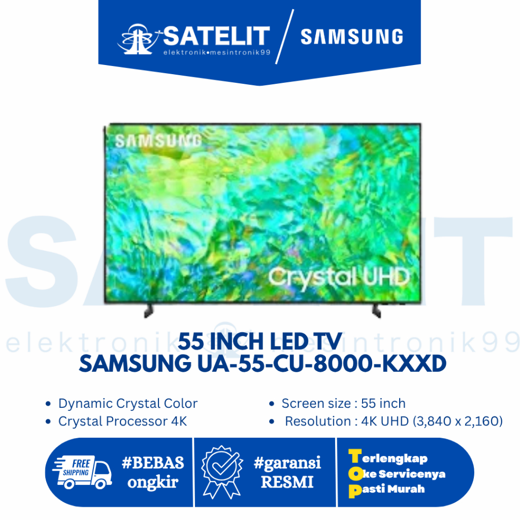 Samsung TV 55 INCH  UA-55-CU-8000-KXXD Smart TV 55 Inch Crystal UHD AirSlim Design