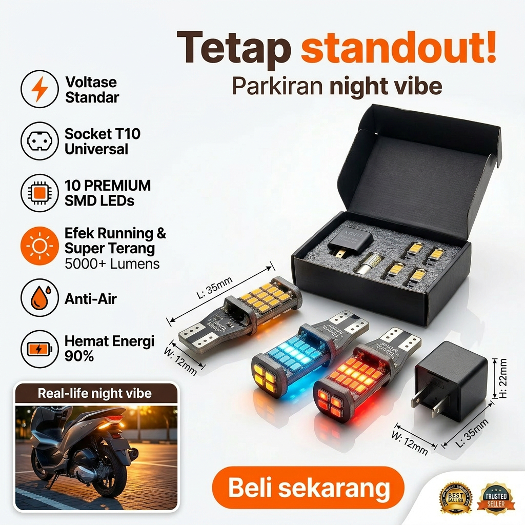 Lampu Sein Motor LED T10 Terang Jelas Flasher
