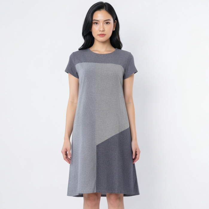 Eprise Dress Lengan Pendek - AP1468A BLUE | Dress Terusan Wanita Casual