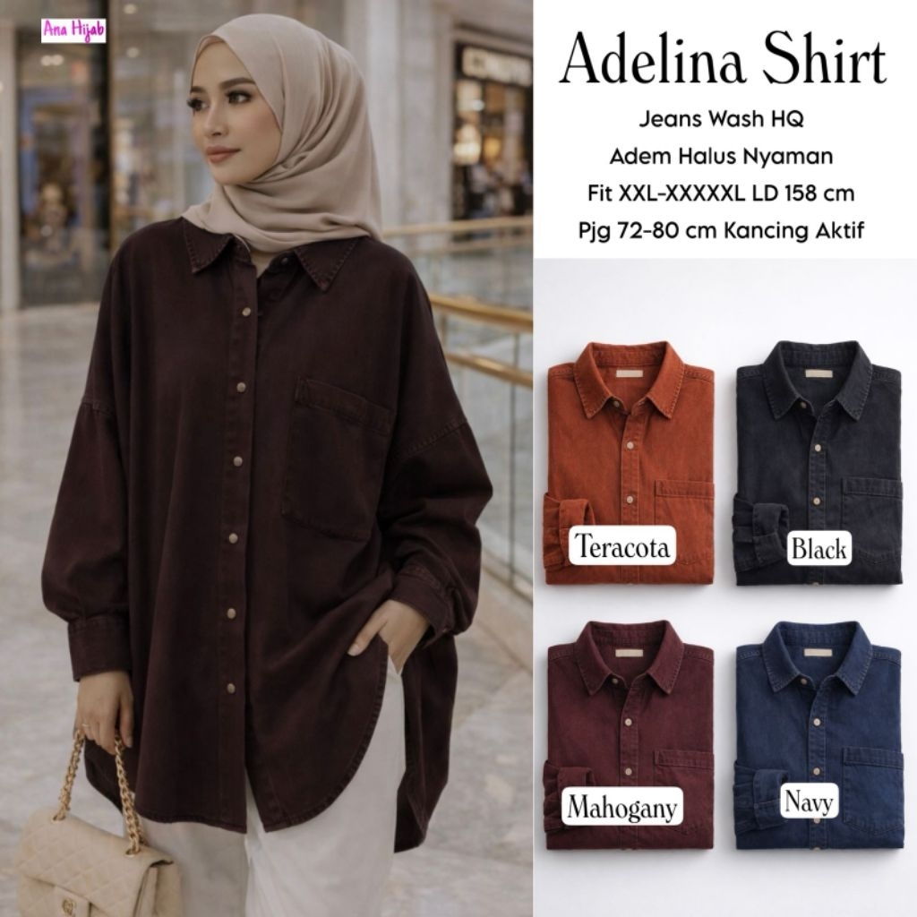 Hera Shirt Twill Import Premium Kemeja Salur Wanita Oversize LD 120 cm Terbaru/Atasan Kemeja Wanita 