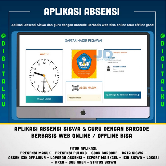 Aplikasi Absensi Siswa dan guru dengan Barcode Berbasis Web bisa online atau offline ganda