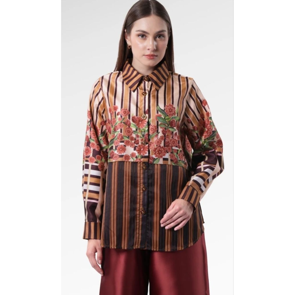Benang jarum Selena Mix Fabric Shirt Rose