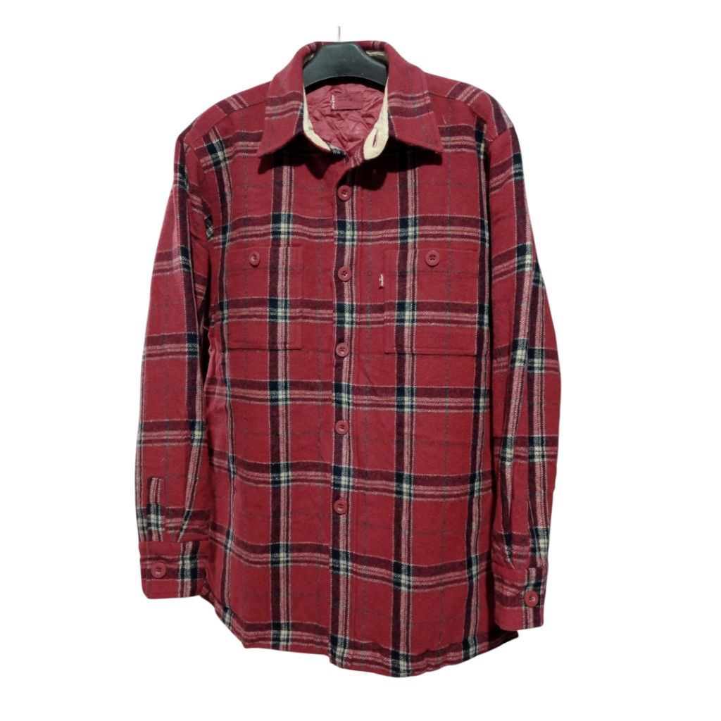 RED TAB - LEVI'STRAUSS & CO Woll Flannel Double Pooring OUTER Jacket 4 Pocket  Full Embossed Brand