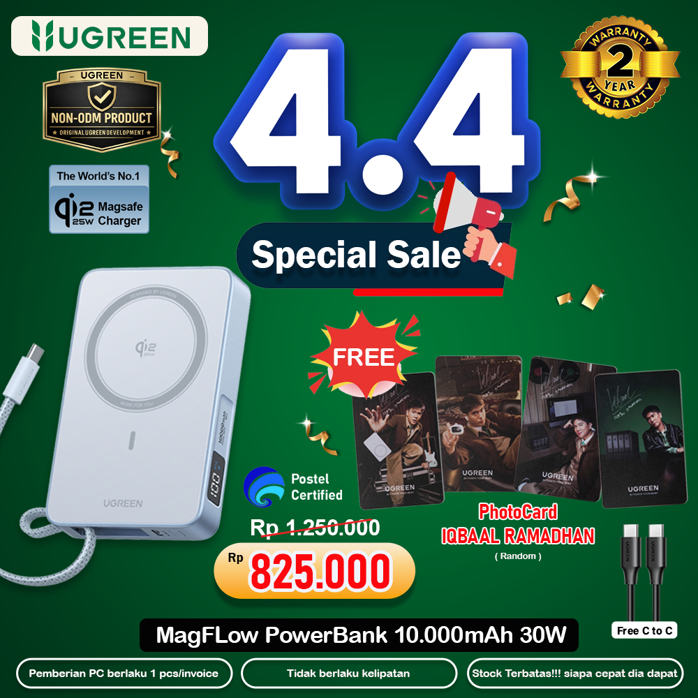 UGREEN Power Bank Magsafe Wireless iPhone 17 16 15 Pro Max 10.000mAh PD Fast Charging 20w