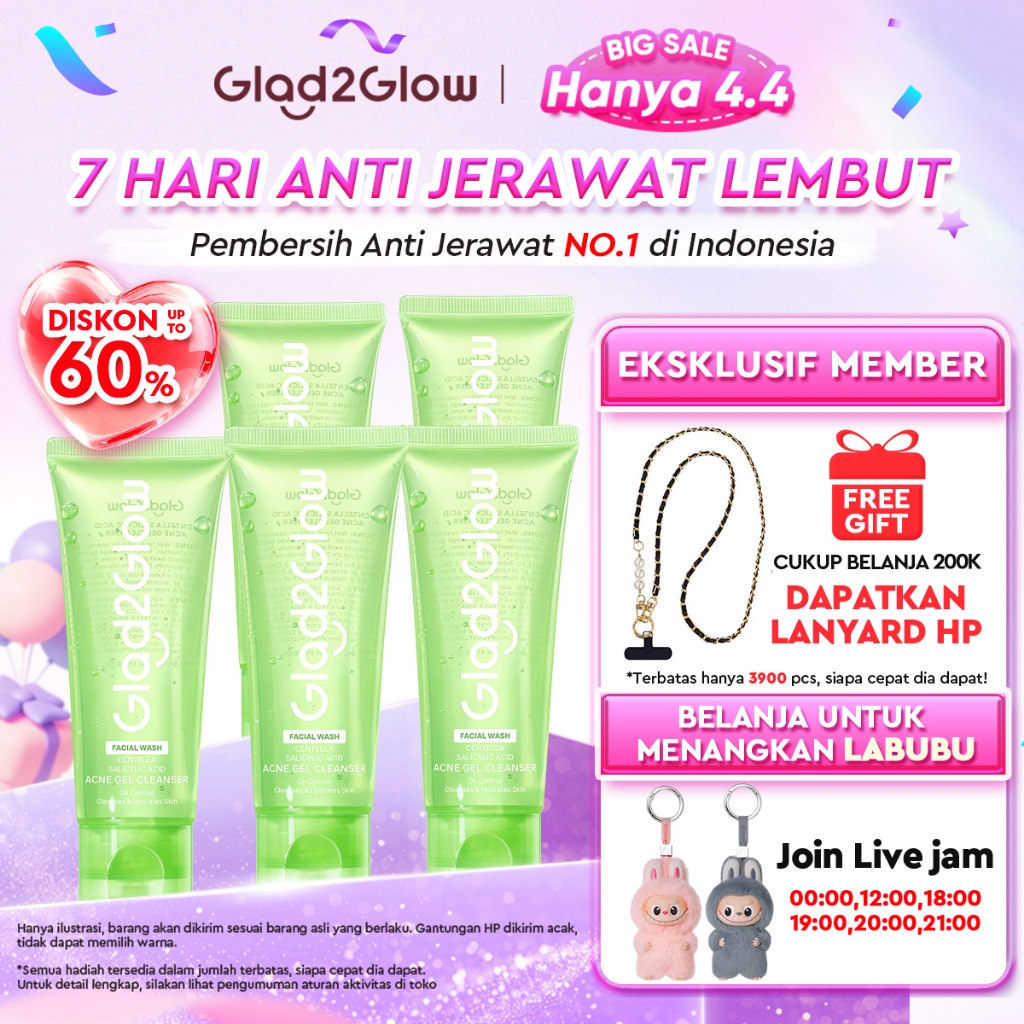 [BUY 100ml Save 30%]Glad2Glow Centella Salicylic Acid Acne Gel Cleanser facial wash pembersih wajah 