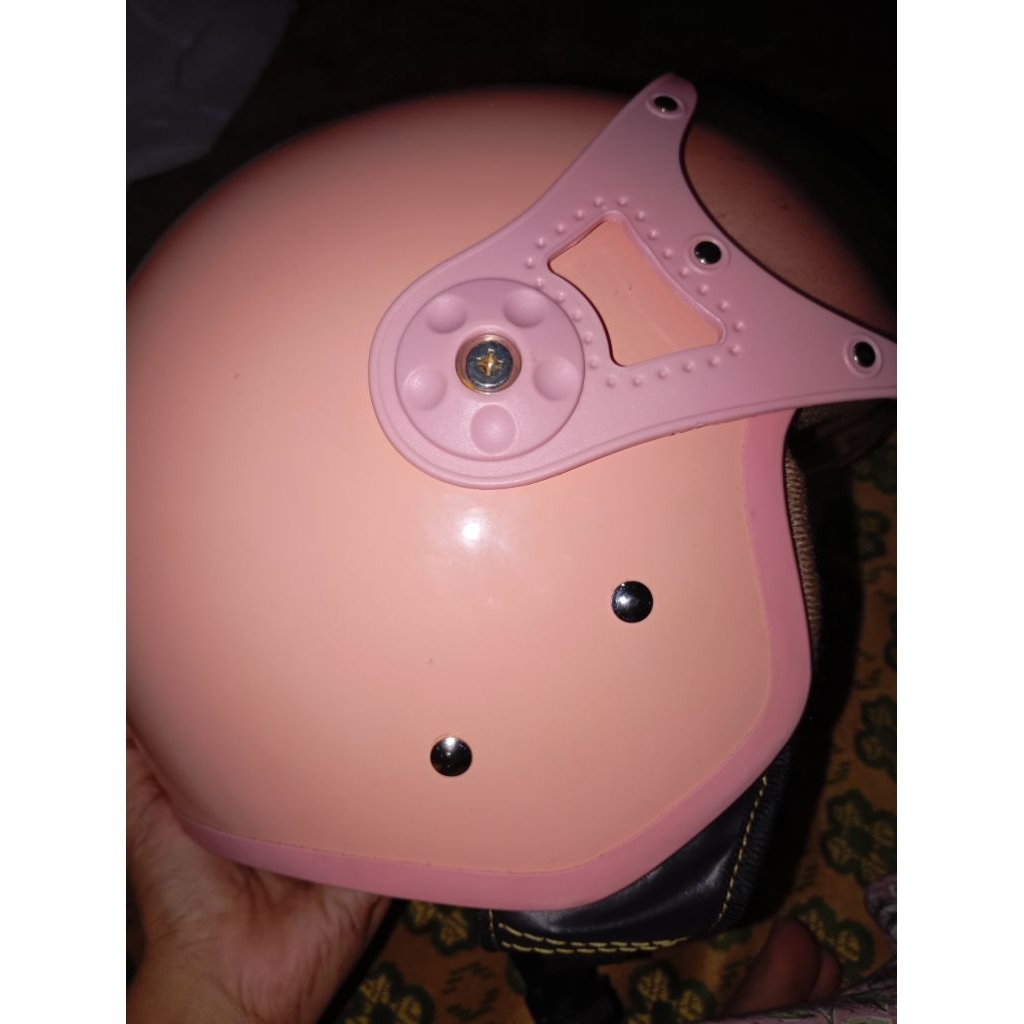 [Preloved] NIELS - Helm Bogo Retro Hijab Dewasa Kaca Pilot SNI Motorcycle List Pink