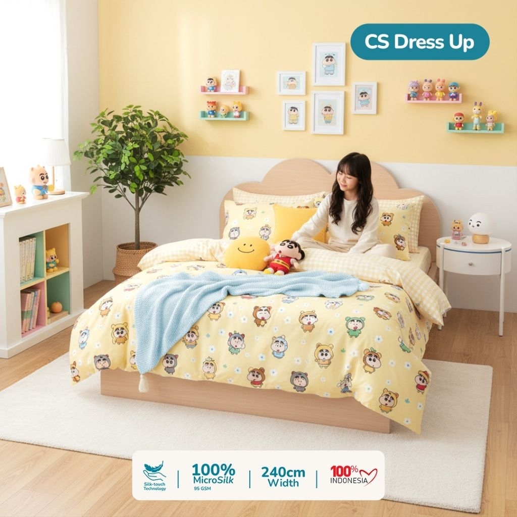 Sprei crayon sinchan dres up sprei anak anti geser sprei double karet ukuran terlengkap sprei 90x200