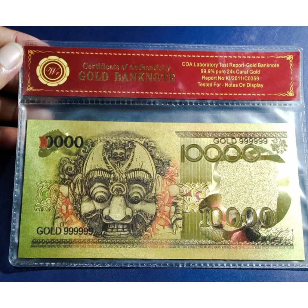 Uang Souvenir Gold Goil Indonesia Barong Tahun 1975