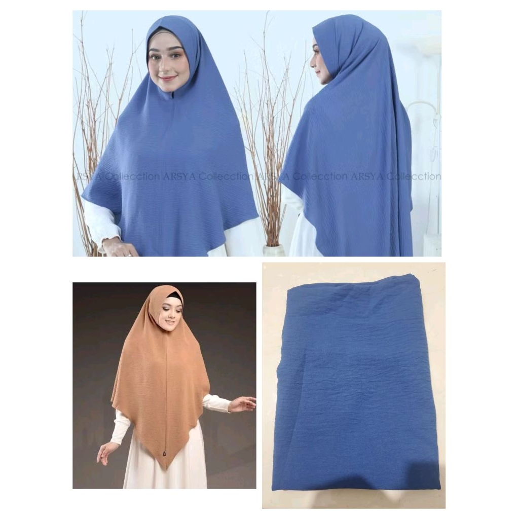 NEW WITH TAG |AZOOLA Khimar LV Crinkle Soft Pad Antem Warna Denim