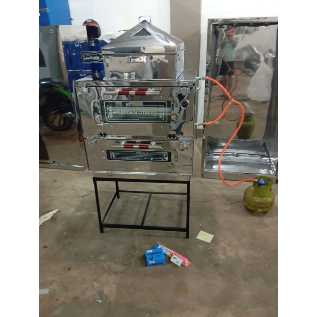 Oven Gas Stainless 75x55x70 - Anti Karat, Pengapian Atas Bawah, Mudah Dipindahkan