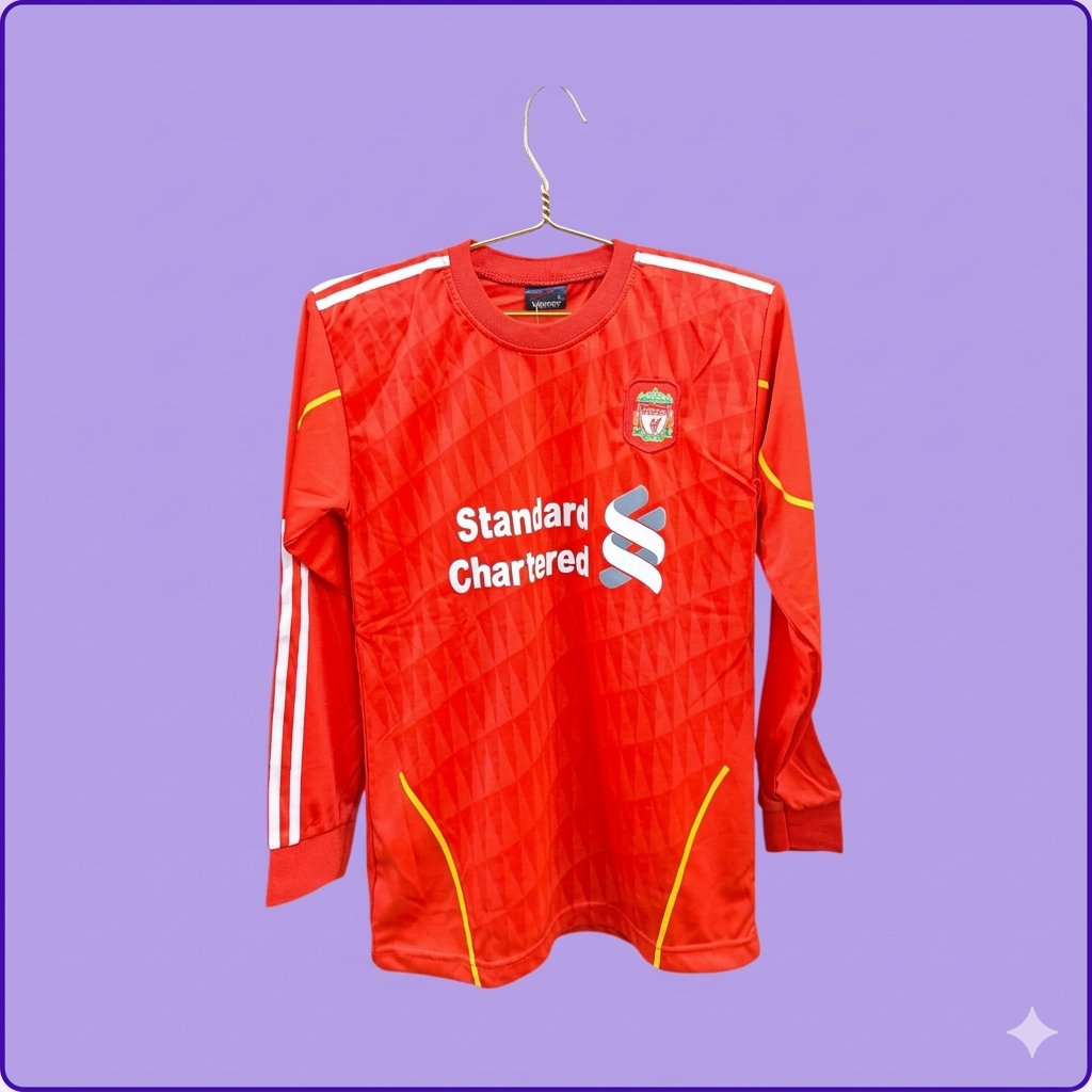 Baju Bola Liverpool Lengan Panjang Retro Home Merah / Jersey Dewasa
