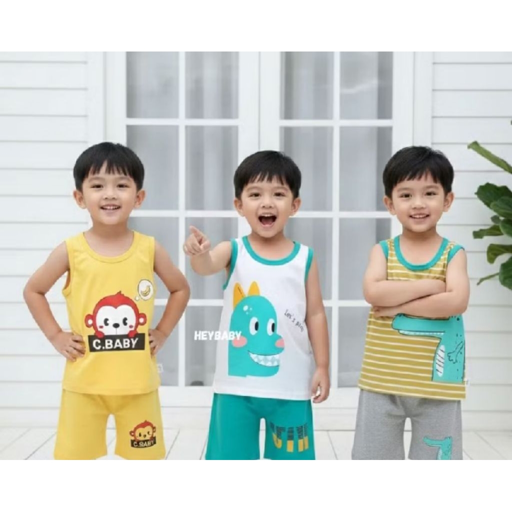 heybaby KIDS SUIT KENSI NEW Setelan Bayi Oblong Tanpa Lengan Setelan Anak laki - laki