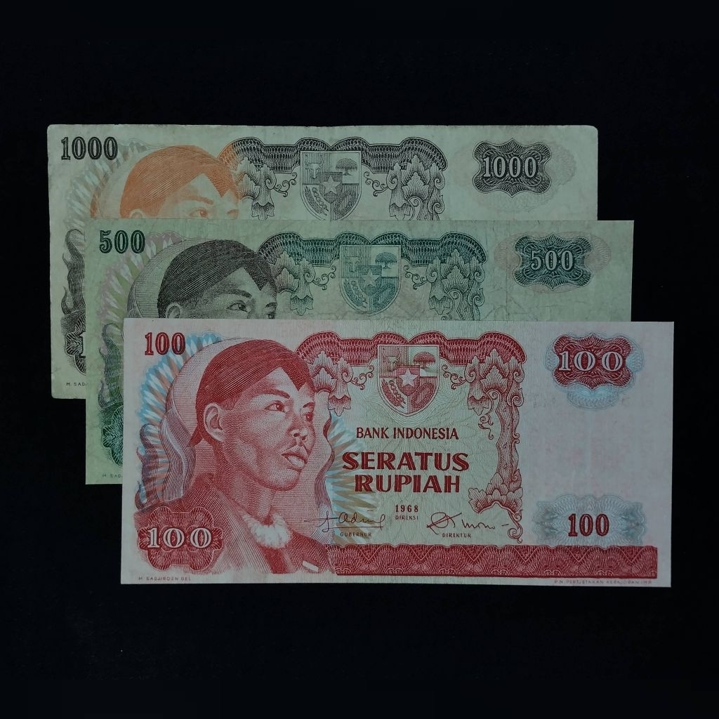 uang kuno 1 set 3 lembar seri Sudirman Rp 100 , Rp 500 , Rp 1000