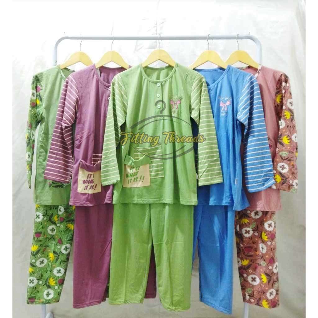 Setelan Baju Tidur Lengan Tangan Panjang Celana Panjang PP Standar Dewasa Wanita / Stelan Baju Tidur