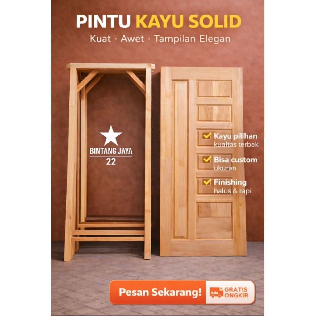 Pintu + Kusen Kayu Pintu Rumah Kayu Pintu Utama Pintu Kamar Minimalis