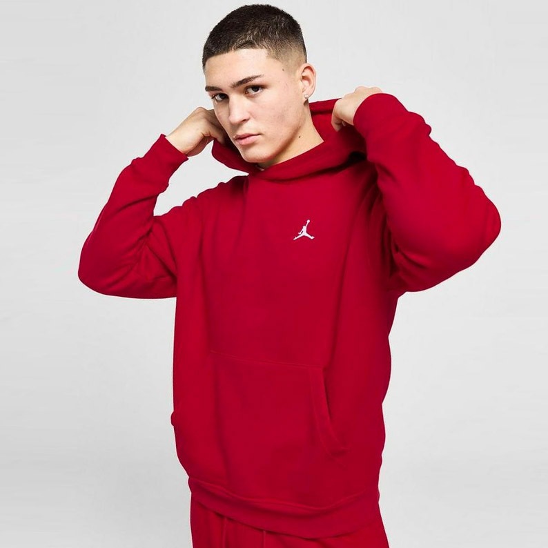 Jordan Mens Brooklyn Flc Pullover Hoodie Gym Red ORIGINAL