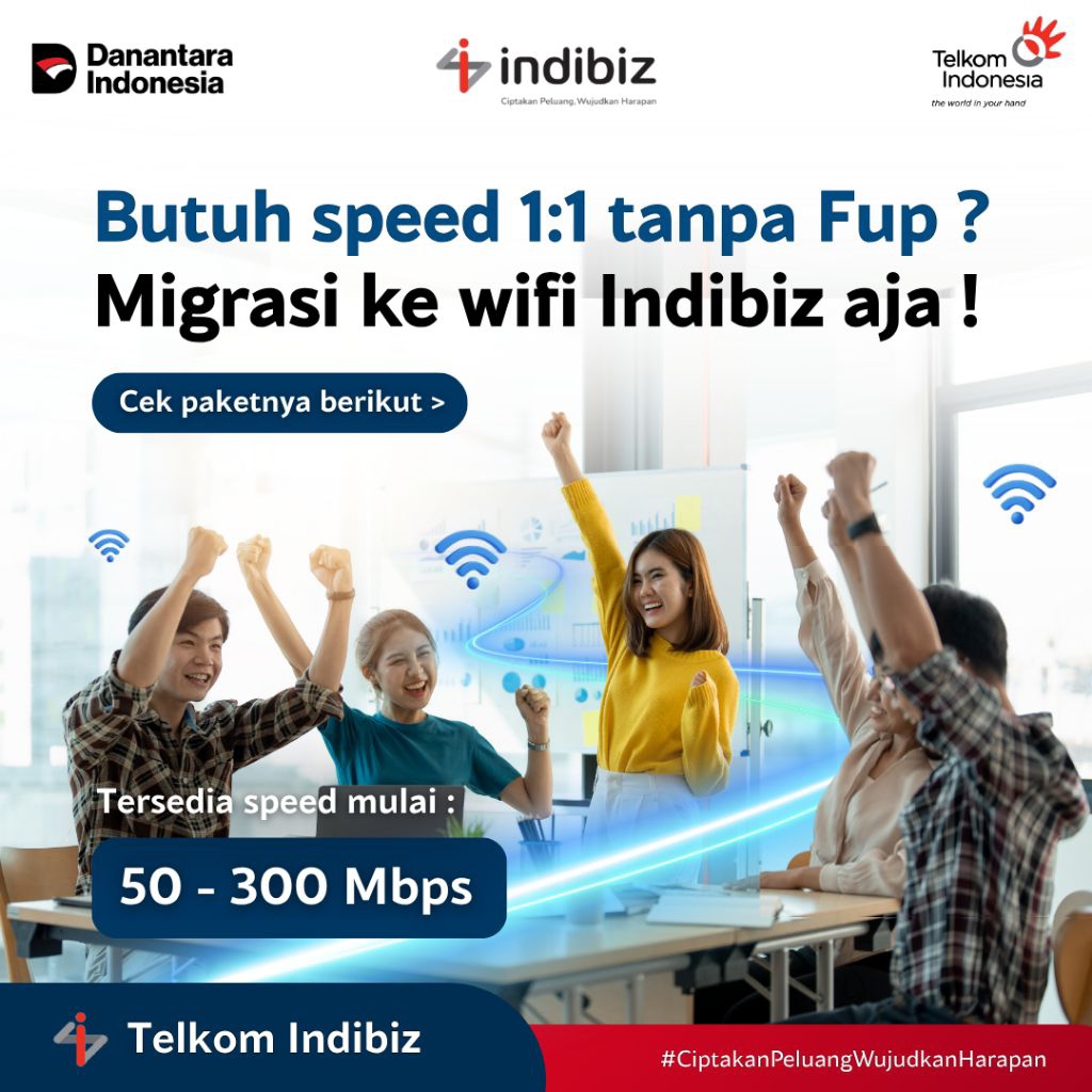 Migrasi Paket Indibiz 1:1 Non Fup | 50 - 300 Mbps | 1P Internet Only | Proses 1 Jam | Rubah Paket In