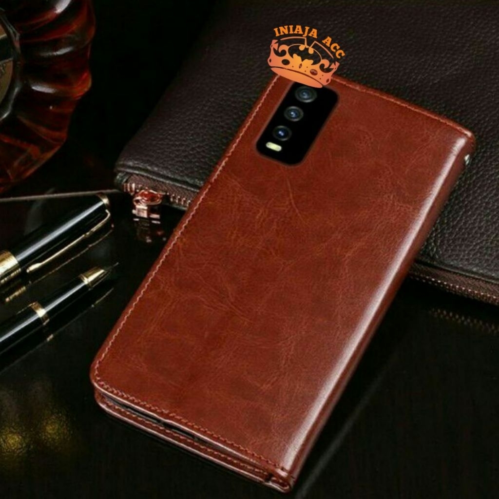 CASE VIVO Y12S / Y20s 5G LEATHER CASE SARUNG HP DOMPET KULIT FLIP COVER CASE BUKA TUTUP KESING DOMPE