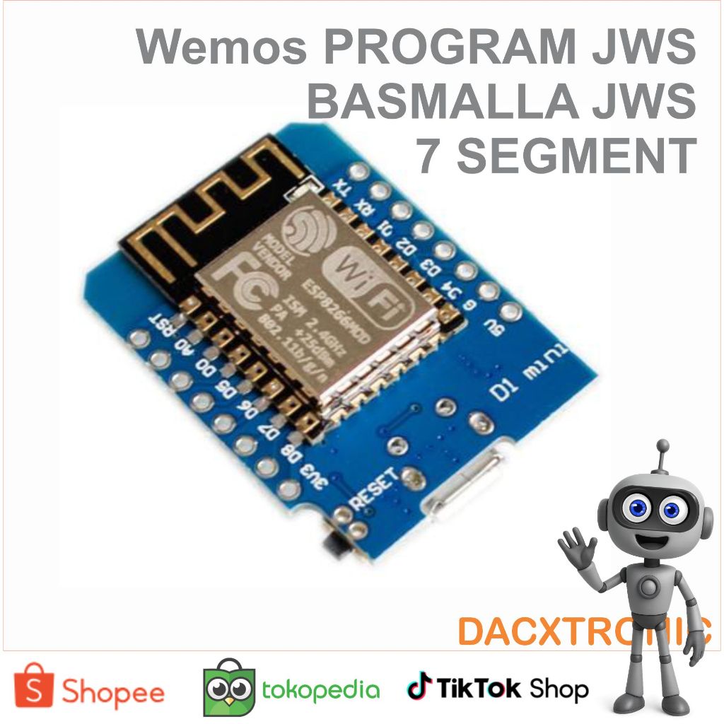 Wemos D1 Mini Microcontroller ESP8266 terisi firmware jadwal sholat  BASMALLA JWS Wifi