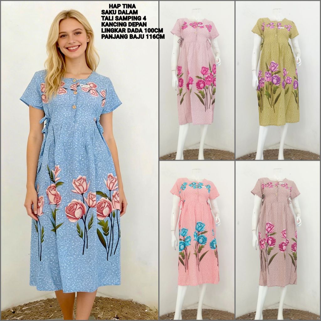 Daster Hap Busui Friendly Chibi Lengan Pendek Ld Kecil Tali Samping/Daster Rayon Modis/Daster kekini