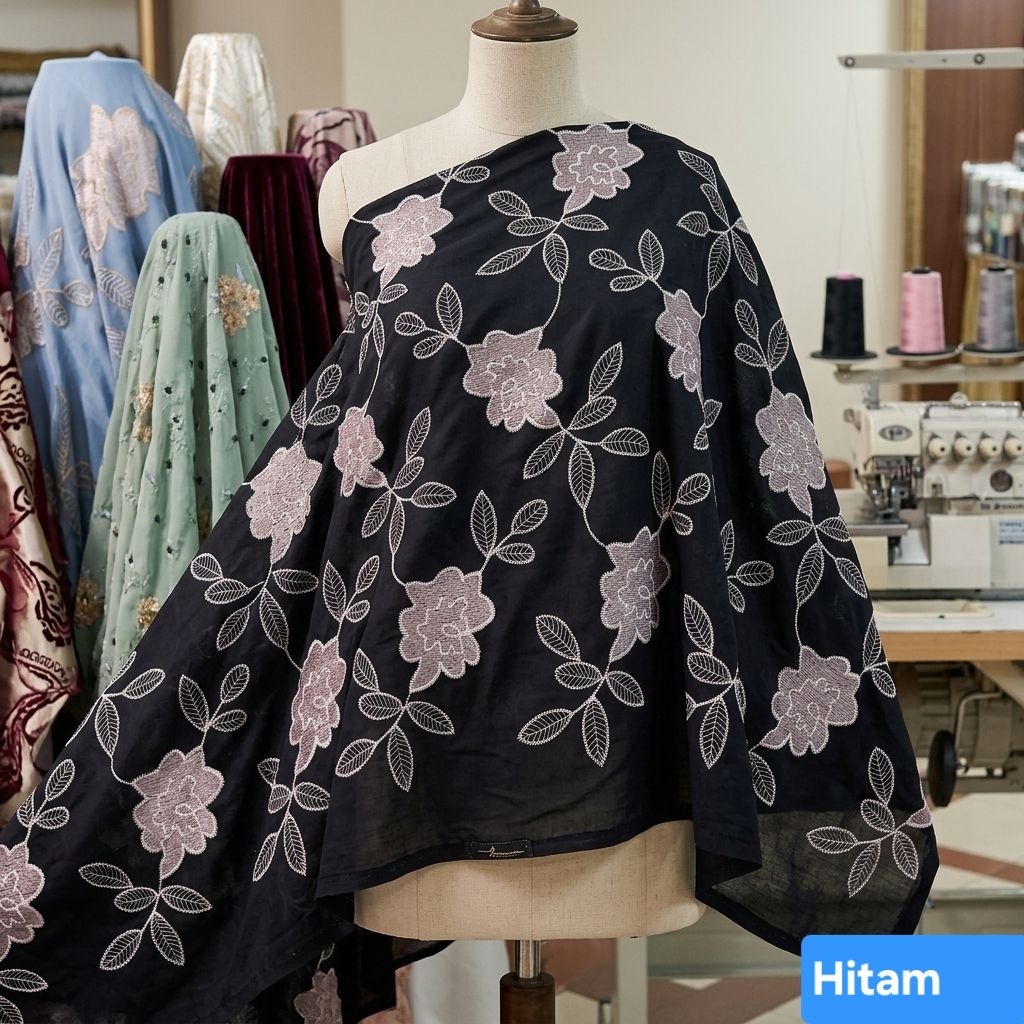 Kain bahan katun bordir jepang premium / Kain katun jepang original import