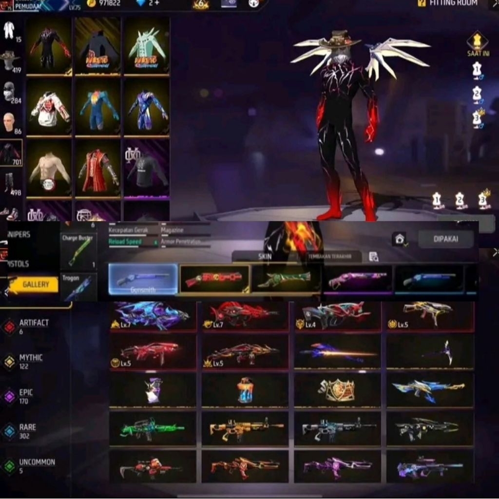 Jual akun FF, free fire bisa cod,Murmer SG on max on