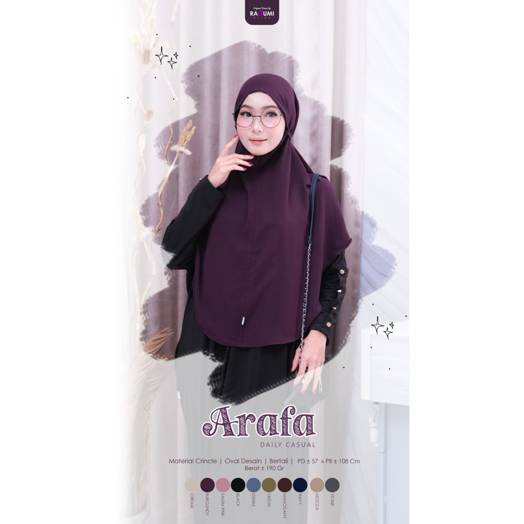 Raqumi hijab// Arafa casual daily hijab bahan crincle ori by Raqumi Hijab