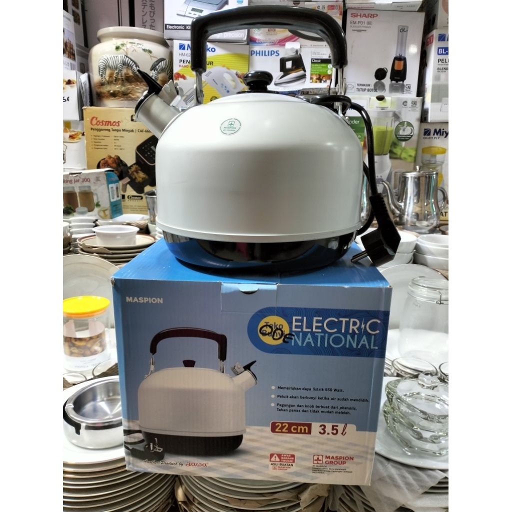 Teko Listrik MASPION 22 cm 3,5 Liter Whistling Electric Kettle Air Panas