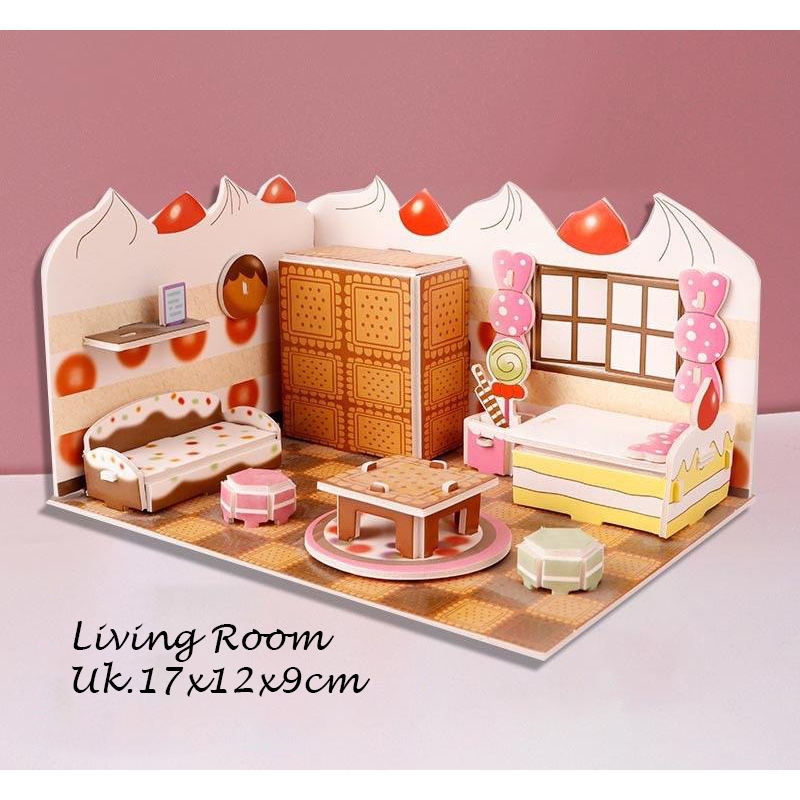 Puzzle 3D DIY bahan foam & paper LIVING ROOM mainan puzzle edukasi anak (kado,pajangan,dekorasi)