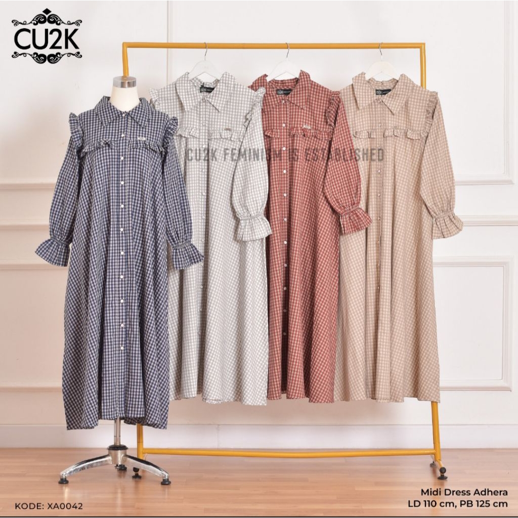 HAF MIDI DRESS ADHERA By Cu2k | GAMIS DRESS Big | STANDART Size LD 110 Premium Look | Real Pict Slim