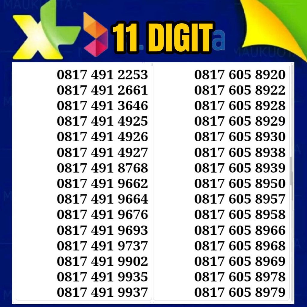 Nomor cantik xl MURAH 11 DIGIT