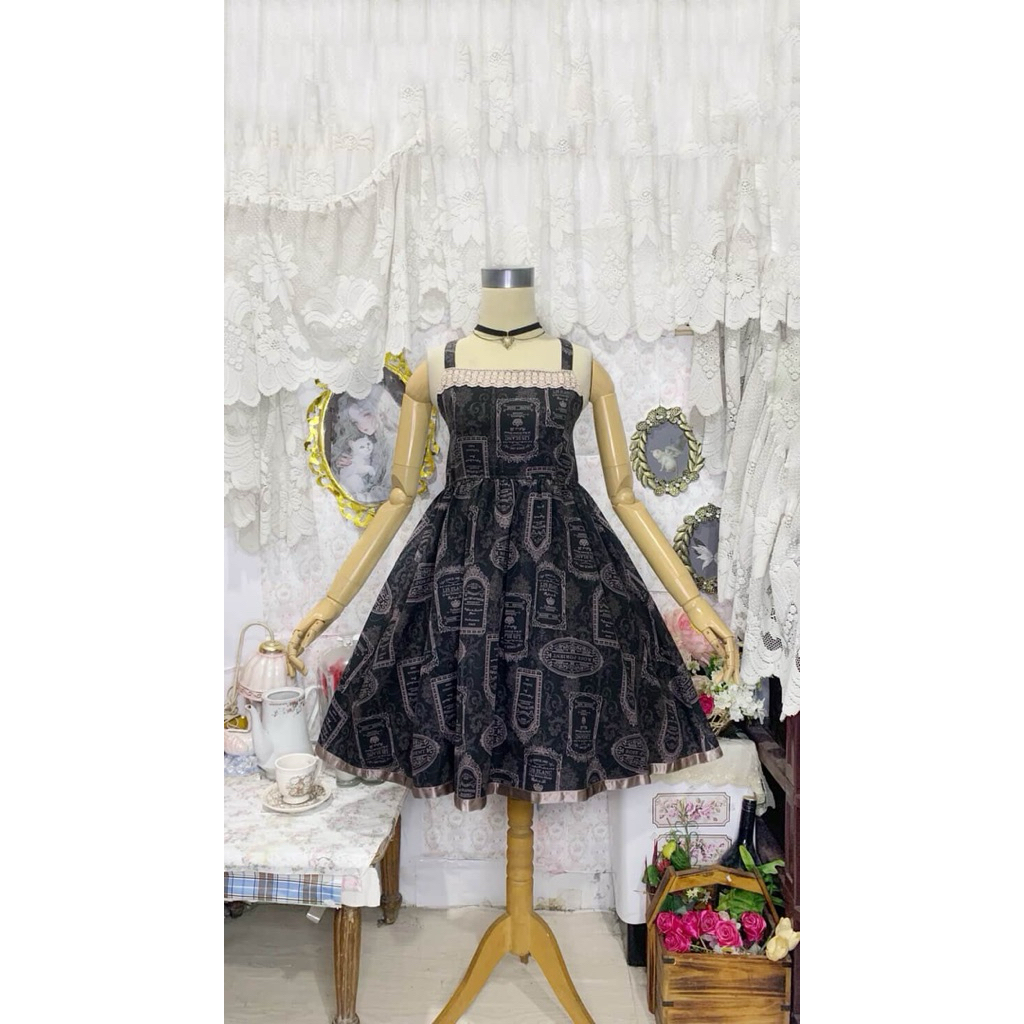 Axes femme antique label jsk,y2k,Lizlisa/dress/midi dress/ coquette/ black / cute