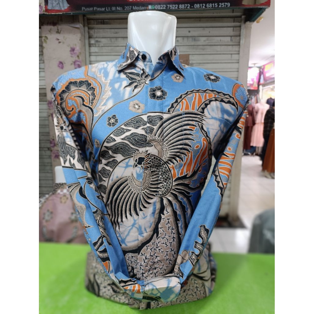 kemeja batik pria murah Medan # blue