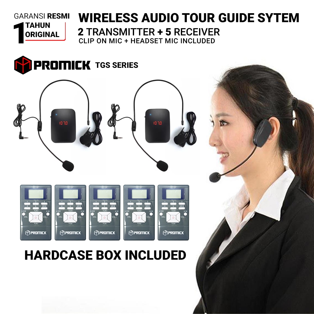 Wireless Audio Tour Guide/Haji/Umroh System - 2 Transmitter & 5 Receiver - PROMICK TGS SERIES